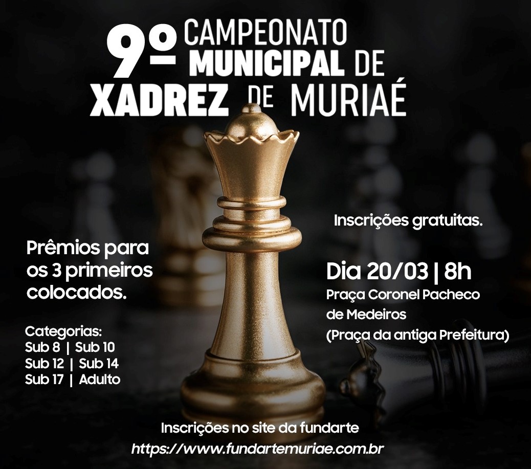 Campeonato de Xadrez está com inscrições abertas – Prefeitura de Muriaé